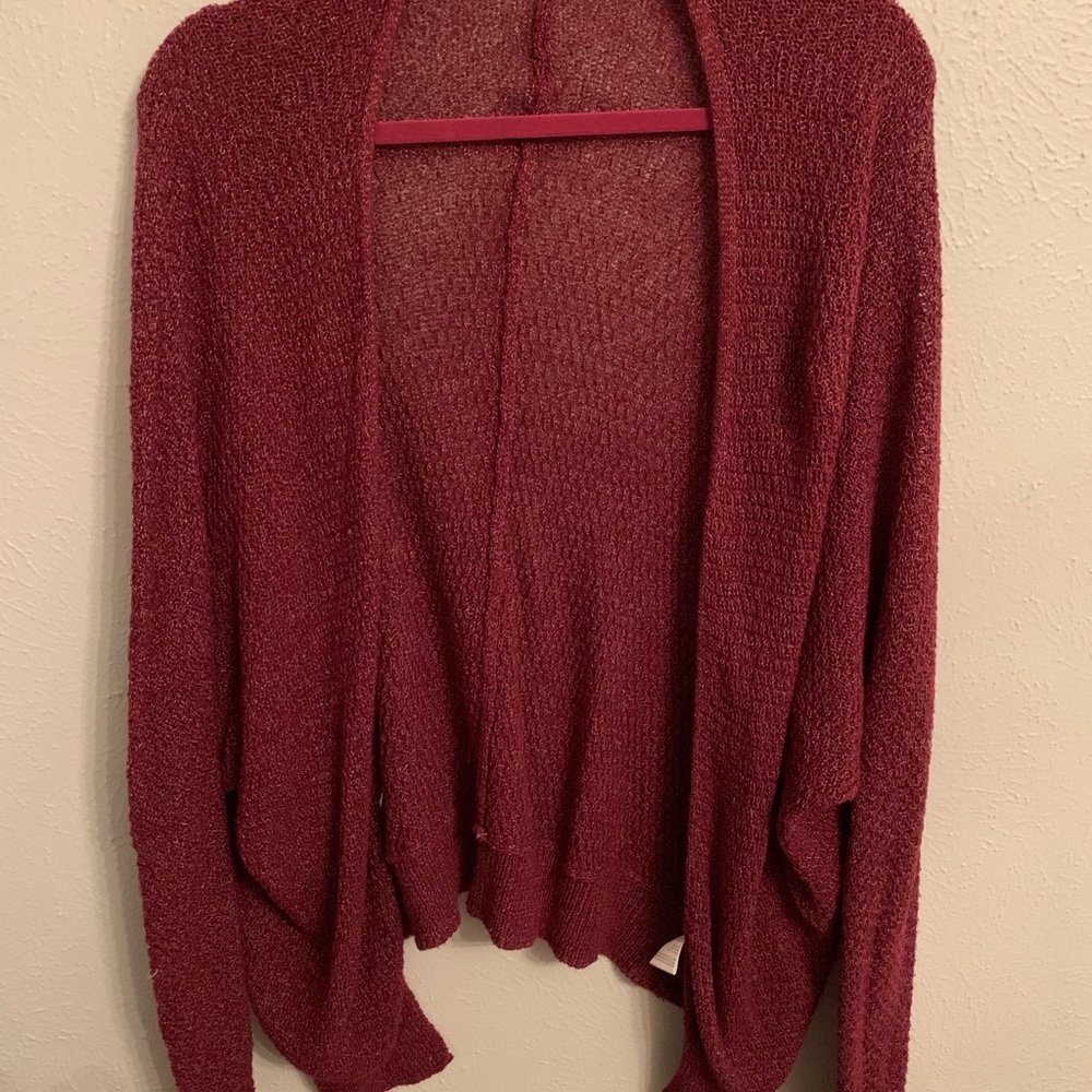 over sized maroon cardigan